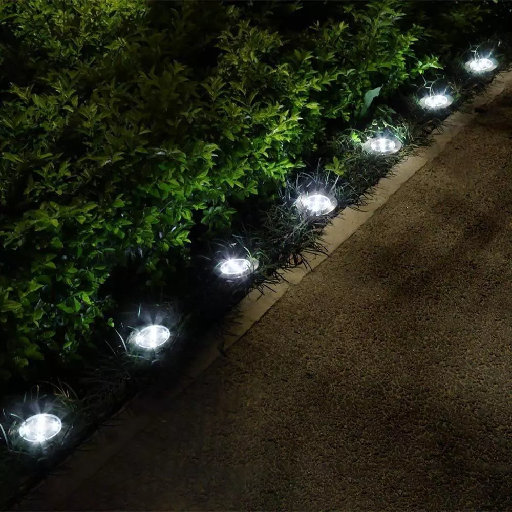 กันน้ำ 8 LED Pathway ภูมิทัศน์กลางแจ้งฝังอยู่ใต้พื้นดิน Pathway พลังงานแสงอาทิตย์ LED ไฟสนามหญ้า