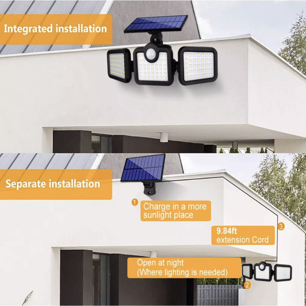 PIR กลางแจ้งกันน้ำ Motion Sensor โคมไฟ LED 3 โหมดแบตเตอรี่ขับเคลื่อนพลังงานแสงอาทิตย์ Garden Wall Light