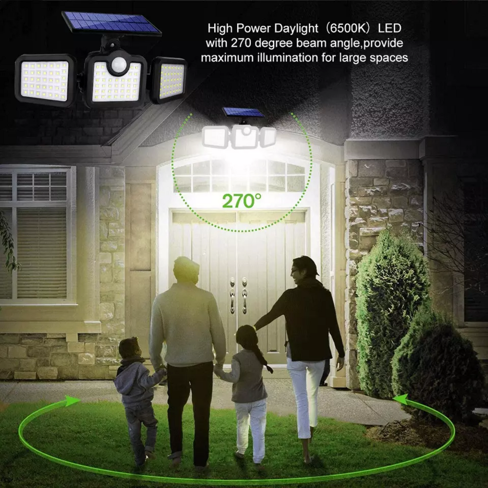 PIR กลางแจ้งกันน้ำ Motion Sensor โคมไฟ LED 3 โหมดแบตเตอรี่ขับเคลื่อนพลังงานแสงอาทิตย์ Garden Wall Light