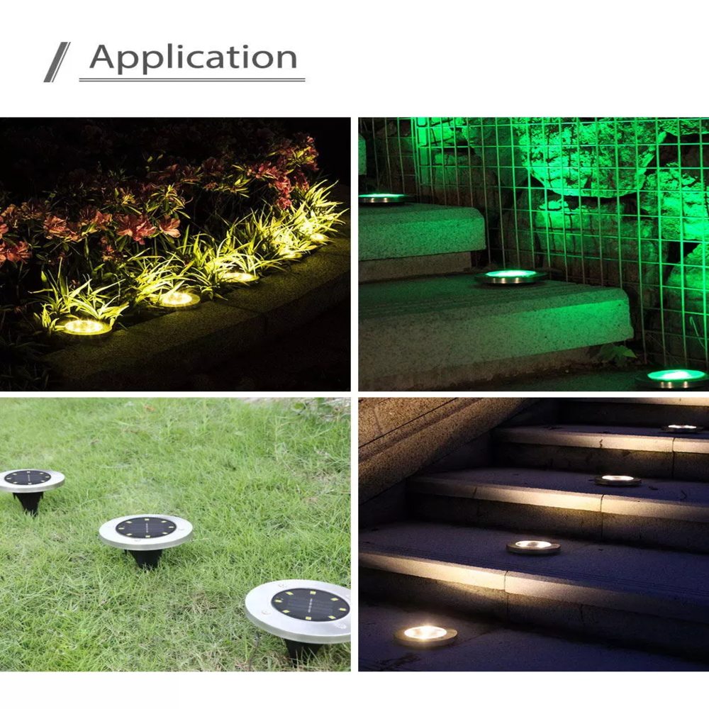 กันน้ำ 8 LED Pathway ภูมิทัศน์กลางแจ้งฝังอยู่ใต้พื้นดิน Pathway พลังงานแสงอาทิตย์ LED ไฟสนามหญ้า